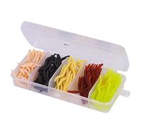 ANKROYU Esche da pesca morbide 150 pezzi Esche realistiche in silicone per grub per spigola Trota Acqua dolce Acqua salata Attrezzatura da pesca Rosa Rosso Giallo brillante Giallo (mix di cinque