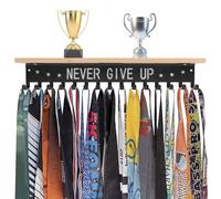 ANKROYU Espositore per Medaglie, Appendiabiti per Medaglie in Legno, Appendiabiti per Medaglie per Montaggio a Parete, Espositore per Medaglie con 15 Ganci in Acciaio per Medaglie di Gara Trofei