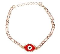 ANKROYU Evil Eye Protection Bracelet Adjustable Lucky Charm Jewelry for Women Men Gift Zinc Alloy Turkish Amulet Three Color Choices Retractable Design (Rosso)