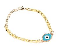 ANKROYU Evil Eye Protection Bracelet Adjustable Lucky Charm Jewelry for Women Men Gift Zinc Alloy Turkish Amulet Three Color Choices Retractable Design (Blu)