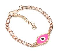 ANKROYU Evil Eye Protection Bracelet Adjustable Lucky Charm Jewelry for Women Men Gift Zinc Alloy Turkish Amulet Three Color Choices Retractable Design (Rosa rosso)
