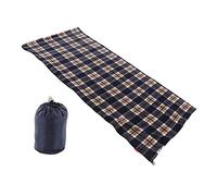 ANKROYU Fleece Sleeping Bag Portable Lightweight Travel Warm Comfortable Sleeping Bag for Adults Outdoor Camping Hiking Climbing Polyester Fiber 180x75cm 600g (Navy Blue Grid)