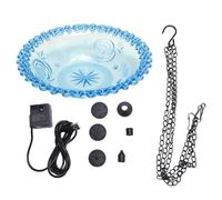 ANKROYU Fontana per vaschetta per Uccelli, da Appendere all'aperto, alimentata Tramite USB, mangiatoia per Colibrì, Fontana in plastica, Vasca per Uccelli, per Giardino, Patio, con (Blu)