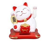 ANKROYU Gatto fortunato ad alimentazione solare Waving Fortune Cat Wealth che accoglie ornamento decorativo per il ristorante per la casa in plastica 14 cm 318G (Bianco)