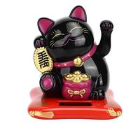 ANKROYU Gatto fortunato ad alimentazione solare Waving Fortune Cat Wealth che accoglie ornamento decorativo per il ristorante per la casa in plastica 14 cm 318G (Nero)
