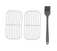ANKROYU Gride per Grill per Barbecue in Acciaio Inossidabile da 2 Pezzi con Spazzola in Silicone per Picnic da Cottura a Rete Portatile Portatile per Picnic da Campeggio Esterno