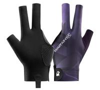 ANKROYU Guanti da biliardo per giocatori di snooker Guanti da biliardo traspiranti antiscivolo professionali Design confortevole a tre dita per presa e controllo migliorati nel bil (Nero e viola)