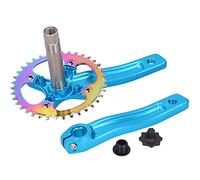 ANKROYU Guarnitura per bici ZK22 in lega di alluminio, 38T, singola velocità, braccio della pedivella, accessorio per ruota dentata, leggero e resistente, lavorato a CNC per blocc (Blu)