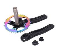 ANKROYU Guarnitura per bici ZK22 in lega di alluminio, 38T, singola velocità, braccio della pedivella, accessorio per ruota dentata, leggero e resistente, lavorato a CNC per blocc (NERO)