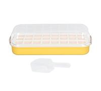 ANKROYU Ice Cube Tray with Bin 24 Grids Food Grade Silicone Easy Release Ice Cube Making Mold for zer Whiskey Cocktails Home Bar Party (Giallo)