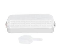 ANKROYU Ice Cube Tray with Bin 24 Grids Food Grade Silicone Easy Release Ice Cube Making Mold for zer Whiskey Cocktails Home Bar Party (Bianco)