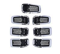 ANKROYU Inserti per griglia anteriore Cherokee 7 pezzi ABS Mesh Grill Guard Trim Elegante copertura protettiva per il 2014 2015 2016 2017 2018 (cornice cromata)