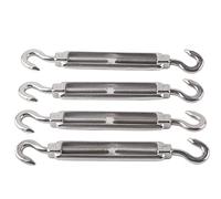 ANKROYU Kit di tensione regolabile per carichi pesanti con tenditore gancio in acciaio inossidabile per cavo metallico Collegamento sicuro Grado 304 M6 Misura Set 4 pezzi