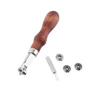 ANKROYU Leather Spacer Embossing Tool Set Professional Leathercraft Stitching Design Kit with 4 Interchangeable Wheels Wood Handle for Leather Working DIY Crafting 14cm 5.51 Inch