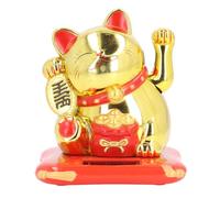 ANKROYU Lucky Waving Cat Solar Autunned Automatic Brain Moving Fortune Cat Figurina di plastica artigianale per Office Desk Cashboard Decorazione per la casa per la prosperità