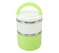ANKROYU Lunch Box Insulated Stainless Steel Double Layer Anti Leakage Food Container with Handle Easy to Clean Thermal Lunch Box for Work School Students Office Adults Large Capac (Verde)