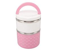 ANKROYU Lunch Box Insulated Stainless Steel Double Layer Anti Leakage Food Container with Handle Easy to Clean Thermal Lunch Box for Work School Students Office Adults Large Capac (Roseo)