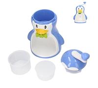 ANKROYU Macchina per il ghiaccio tritato a forma di pinguino Macchina manuale per cono di neve Tritaghiaccio a manovella per Ufficio da campeggio Premium ABS Blu 31 cm