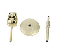 ANKROYU Microfono vintage modello di scena stile retrò alta simulazione microfono vecchio stile con supporto regolabile e base robusta per oggetti di scena fotografici studio ripre (Oro)