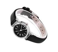 ANKROYU Mini orologio da polso da donna con cinturino in pelle Easy Reader, squisito piccolo orologio da polso da donna semplice e alla moda in pelle retrò(Nero)