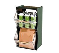 ANKROYU Organizzatore della bustina di tè Memorizzabile staccabile tira fuori polvere a prova di polvere 2 strati Spazio risparmio portavasino per sacca da tè Organizzatore per il (Verde scuro)