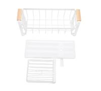 ANKROYU Organizzatore per lavello Premium Porta spugna da appoggio per con vassoio di scarico Robusto acciaio al carbonio antiruggine per l'organizzazione del lavello del bagno de (Bianca)