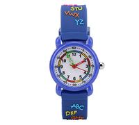 ANKROYU Orologio Impermeabile per Cartoni Animati per Bambini, Strumento di Riconoscimento del Tempo del Modello Dell'alfabeto della Parola Dell'orologio Impermeabile per Bambini(Blu)