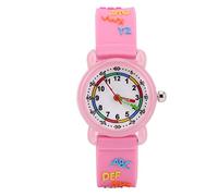 ANKROYU Orologio Impermeabile Per Cartoni Animati Per Bambini, Strumento di Riconoscimento del Tempo del Modello Dell'alfabeto della Parola Dell'orologio Impermeabile Per Bambini(Rosa)