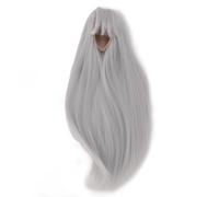 ANKROYU Parrucca dritta lunga bambola con scoppi sintetici realistici per 1/4 bambola 18,5 21 cm Circonferenza della testa Styling fai -da -te Styling ad alta temperatura Material (Bianco grigio