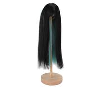 ANKROYU Parrucca dritta lunga parrucca in fibra ad alta temperatura a due toni sostituzione dei capelli per 1/4 bambole in scala 18,5 21 cm 7,3 8,3 pollici circonferenza della test (Verde nero)