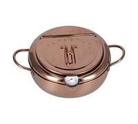 ANKROYU Pentola friggitrice in acciaio inossidabile con termometro 3.2L Accessorio per cucina da cucina non friggi per fritta profonda per cucina (Oro rosa)
