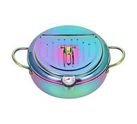 ANKROYU Pentola friggitrice in acciaio inossidabile con termometro 3.2L Accessorio per cucina da cucina non friggi per fritta profonda per cucina (Blu)