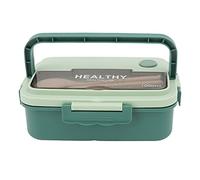 ANKROYU Plastic 3 Compartment Lunch Box 1000ml Microwave Safe Box With Handle For Kids Adults Students Office Worker School Picnic Lightweight Stylish Food Grade Container (Matcha Green)
