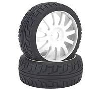 ANKROYU Pneumatici per ruote per auto RC 1/8 Pneumatici in gomma ad alte prestazioni con cerchi in ABS per buggy da corsa su strada Durevole Leggero Arancione Bianco Nero Diametro (Bianca)