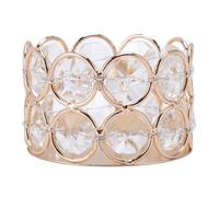 ANKROYU Porta di candele Crystal Tealight Iron Art Cup Design intaglio cavo con perle di trasparenti per tavolo da pranzo da pranzo decorazione per la casa di 6,3 cm diametro (Oro)