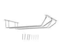 ANKROYU Premium Stainless Steel Double Row Hanging Wine Glass Rack Under Cabinet Stemware Holder Space Saving Storage Solution for Kitchen Bar Home Silver (S)