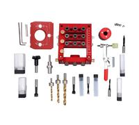 ANKROYU Professional Hinge Drill Jig Cabinet Door Hole Guide Positioner 3 in 1 Woodworking Tool with Multiple Drill Bits Adjustable Opening Margin Aluminum Alloy Construction for C