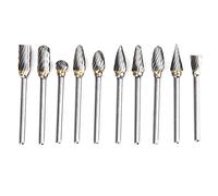 ANKROYU Router Bit Set 10pcs High Precision Engraving Cutter with Double Slots for Woodworking Metal Engraving Tungsten Steel Carbide Rotation File (Scatola trasparente a texture singola)