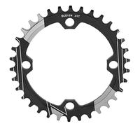 ANKROYU Ruota dentata per mountain bike da 34 denti, in lega di alluminio antiruggine, disco con denti positivi e negativi, alta precisione, leggera e durevole, per, guarnitura a (Nero)