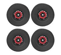 ANKROYU Ruote RC da 1,9 pollici RC e pneumatici Sostituzione in lega di alluminio in gomma durevole Set per Assiale SCX10 90046 1/10 Scala Crawler Black 4PCs 37mm Larghezza 11 cm d