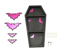 ANKROYU Scaffale per bara con decorazione da parete Espositore galleggiante in legno unico con 4 toppe per pipistrelli per stanze a tema gotico Legno sintetico 42 cm x 22 cm x 3,5