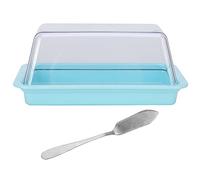 ANKROYU Scatola rettangolare per burro con coperchio Contenitore ermetico per burro per piano di lavoro della o frigorifero Utilizzare un piatto per burro in plastica durevole e d (quadrato blu)