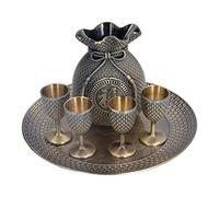ANKROYU Set da tè turco stile vintage in lega di zinco goffrato modello squisito caffettiera turca con tazze e vassoio per decorazioni per la casa set regalo per feste