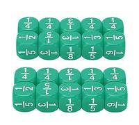 ANKROYU Set di dadi per frazioni da 20 pezzi Strumento di apprendimento della matematica multisfaccettato per attività in giochi da tavolo Dadi educativi in plastica con (Verde)