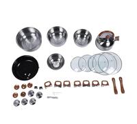 ANKROYU Set di pentole in acciaio inossidabile di alta qualità Design in legno Set di pentole da da 12 pezzi con bollitore per casalinga Ristorante Materiale durevole in acciaio