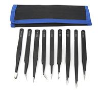 ANKROYU Set di pinzette professionali in acciaio inossidabile da 9 pezzi Pinzette a punta curva antiscivolo ad alta precisione per riparazioni elettroniche Manutenzione del telefon