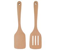 ANKROYU Set di spatole in legno Utensili da in legno di faggio con pala che perde, manico antiscivolo per mescolare, mescolare, friggere, cuocere al forno, utensili da, chef dome