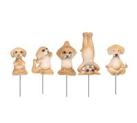 ANKROYU Set di statue da giardino per cuccioli dipinte a mano di 5 figurine di cani leggere per la decorazione del prato all'aperto e l'arredamento della casa