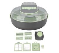 ANKROYU Set grattugia da in acciaio inossidabile 8 in 1 tritaverdure multifunzionale con cestello di drenaggio e 12 accessori per professionale e preparazione dei pasti casalingh (Verde)