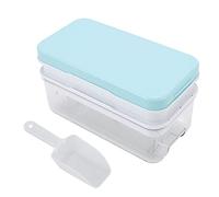 ANKROYU Silicone Ice Cube Trays with Lid and Scoop Premium Food Grade Non Toxic Easy Release Ice Making Molds for Cocktails Whiskey Soda Coffee 2 Layers 64 Cubes Storage Bin (Blu)